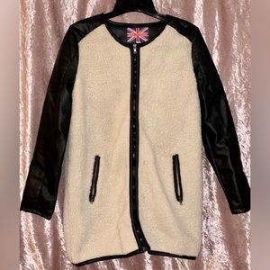 Faux fur & leather coat